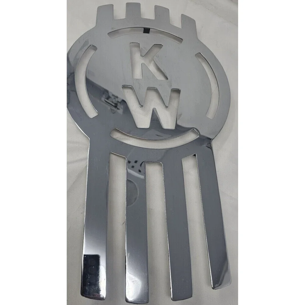 Vtg Kenworth Silver Metal Grille Emblem Tractor Trailer Semi Truck Badge 18.5
