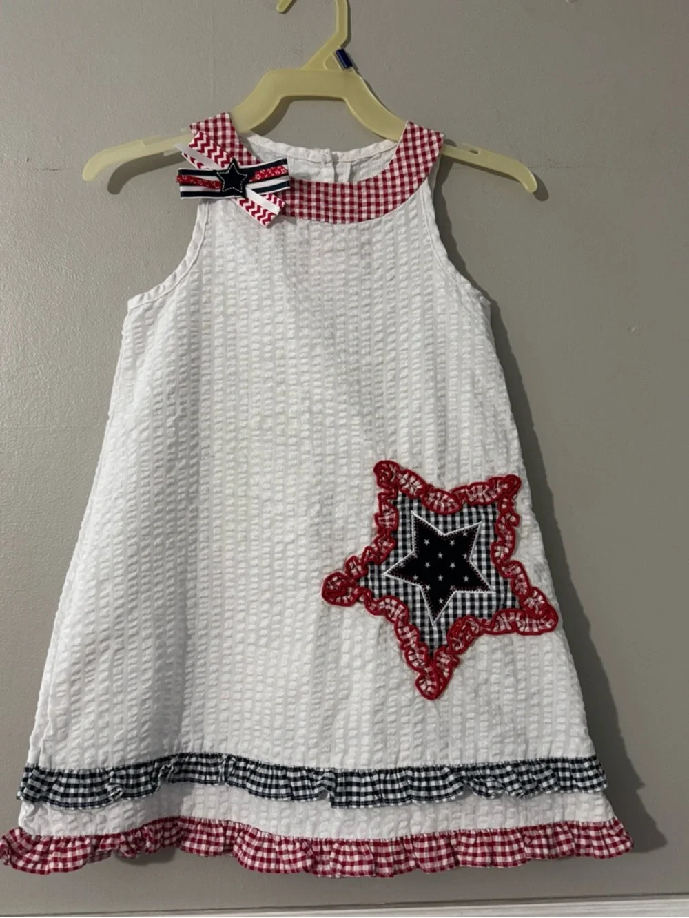 SOPHIE ROSE Seersucker Dress Red White Blue 4th July Girl’s Size 4T