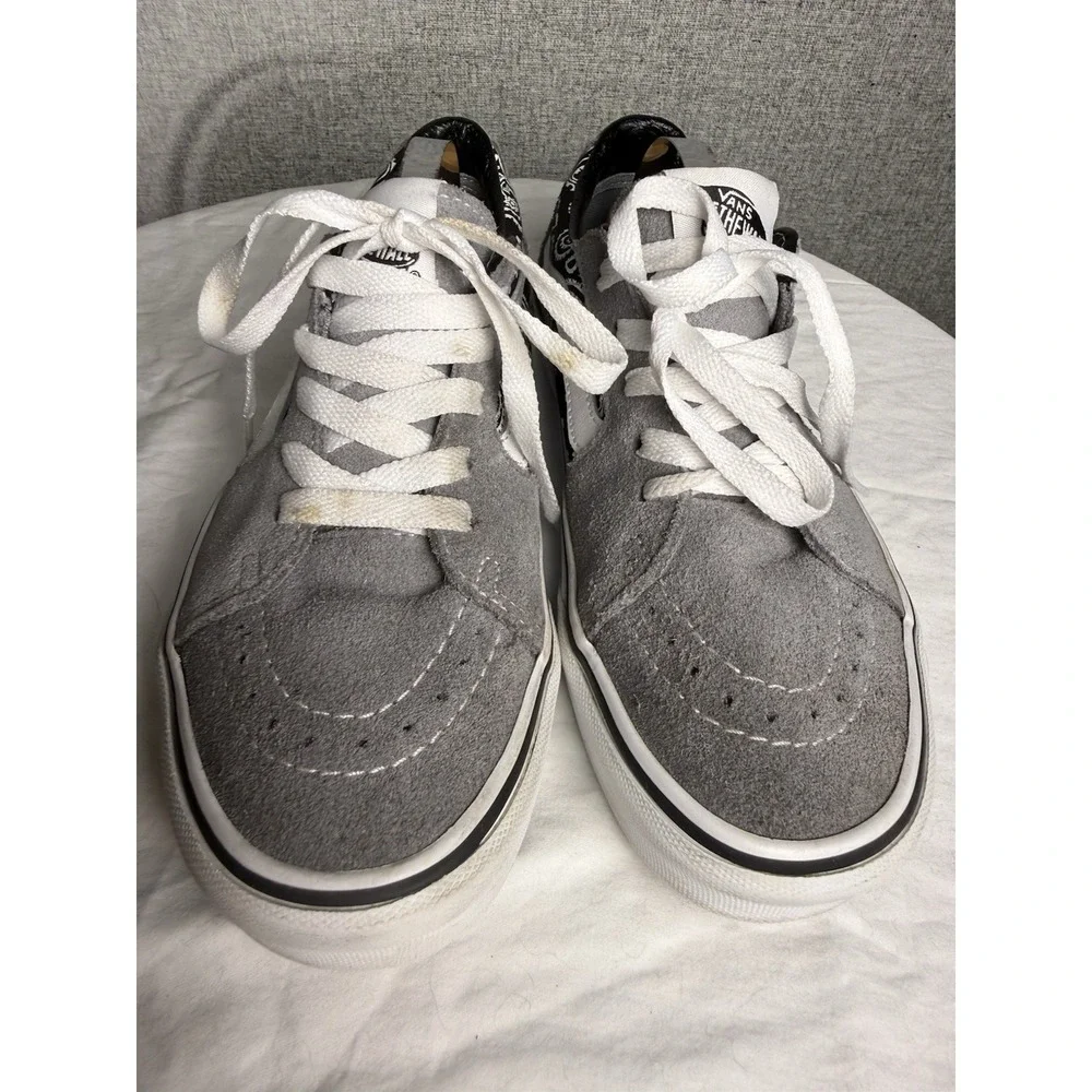 VANS Gray Black Paisely Bandana Sk8 Low Top Sneakker Skateboard Suede Shoes Sz 7