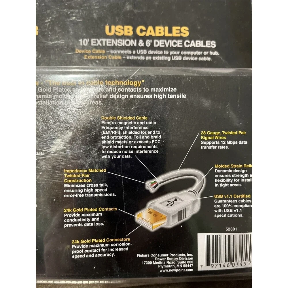 Newpoint Universal Printer Cable Kit 12' Parallel, 10' Extension, 6' USB Device