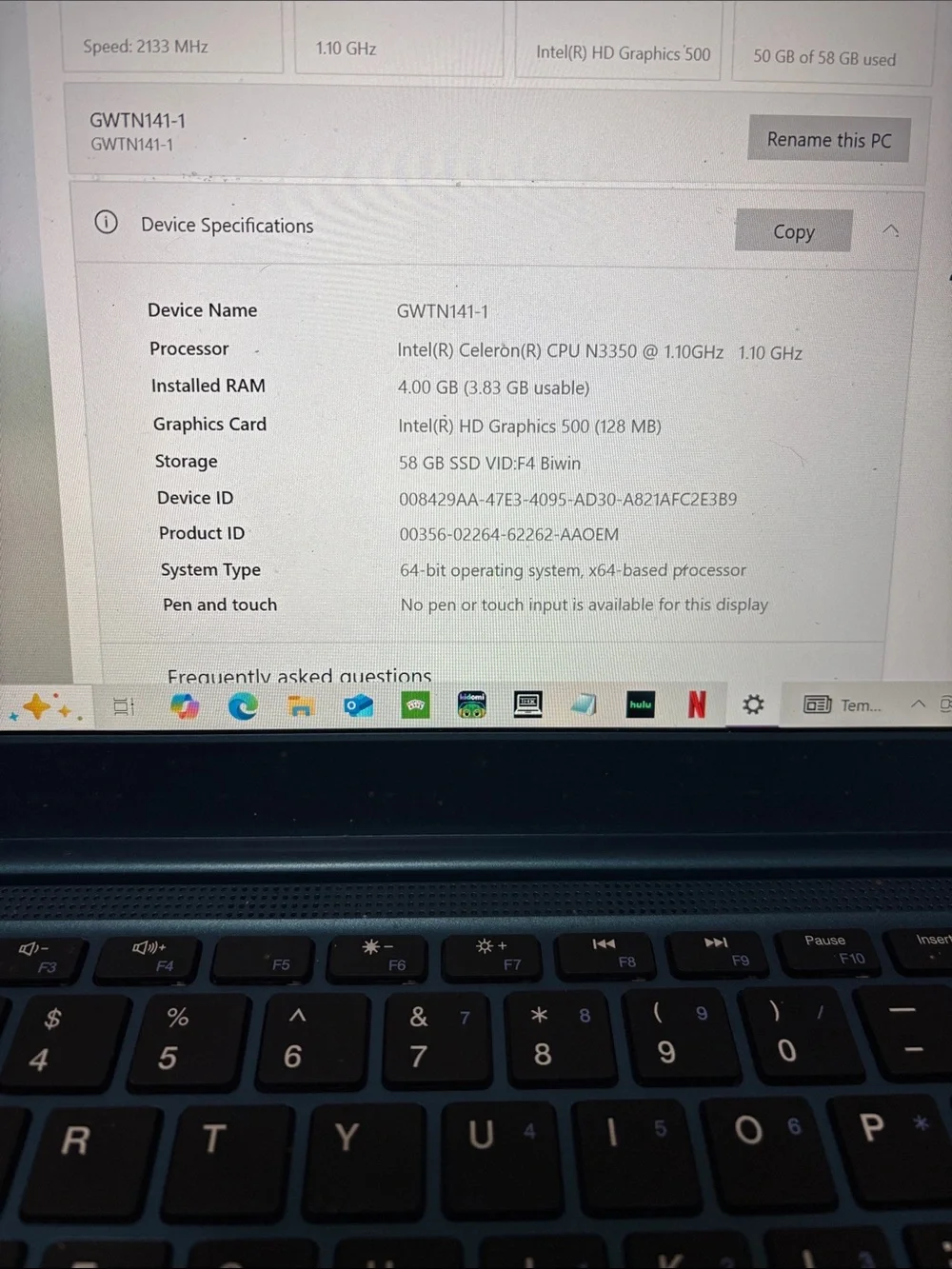 Gateway blue laptop