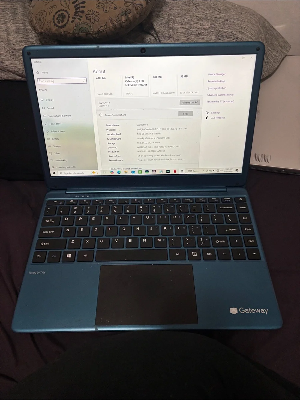 Gateway blue laptop