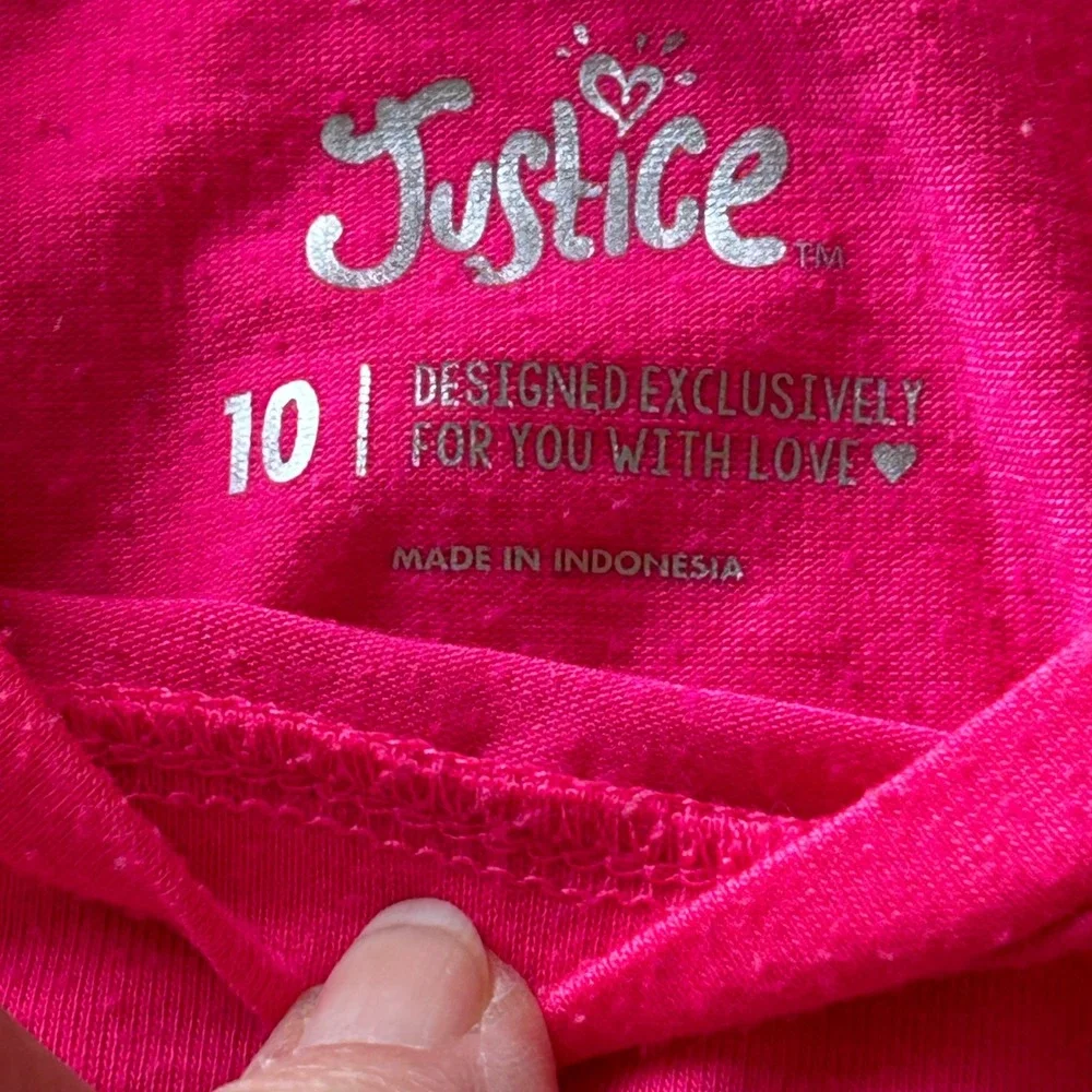 Girls Top Bundle Justice Jerzees Pink Purple Graphic Tee Ribbed Rose Size 10-12