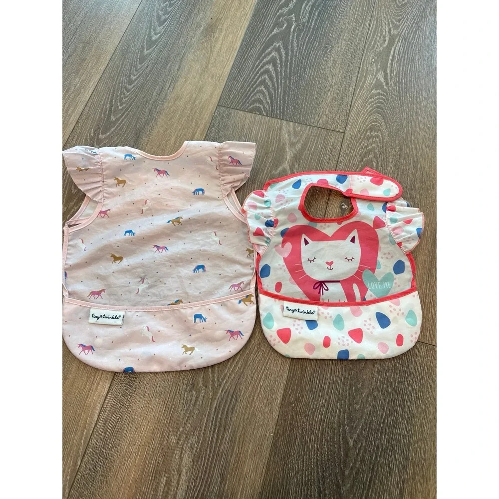 Tiny Twinkle bibs apron food‎ catcher girl kitty unicorn