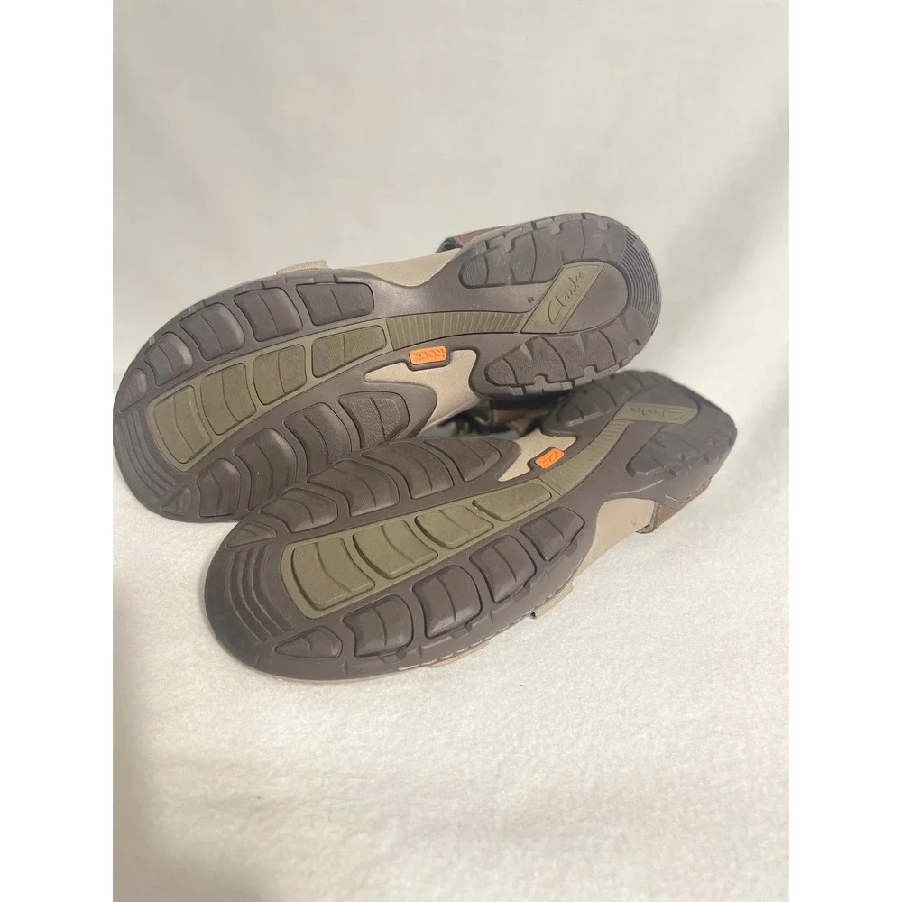 Clarks Leather Sport Sandals Fisherman Men 12M Brown Adjustable Straps 63581