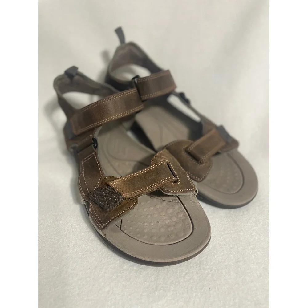 Clarks Leather Sport Sandals Fisherman Men 12M Brown Adjustable Straps 63581