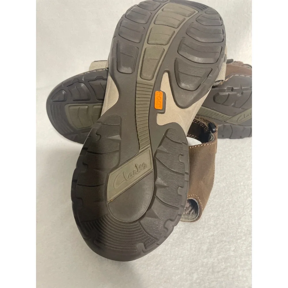 Clarks Leather Sport Sandals Fisherman Men 12M Brown Adjustable Straps 63581