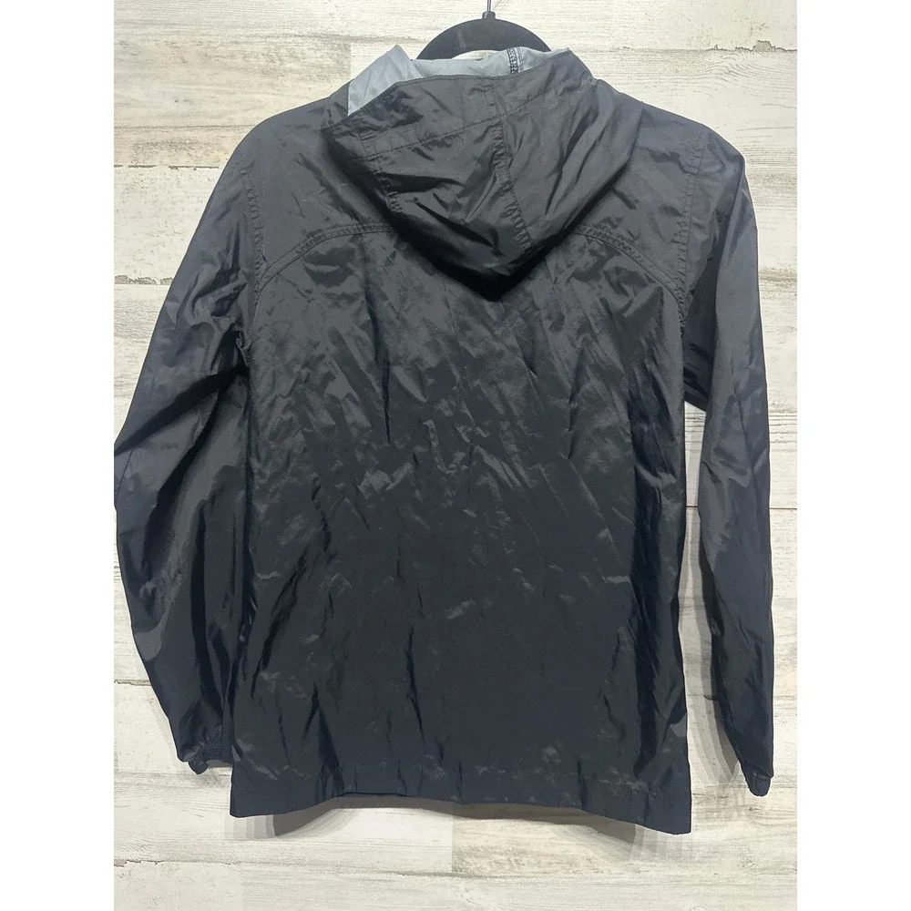 Columbia Windbreaker Jacket Boys Size L 14/16 Black Hooded Lightweight