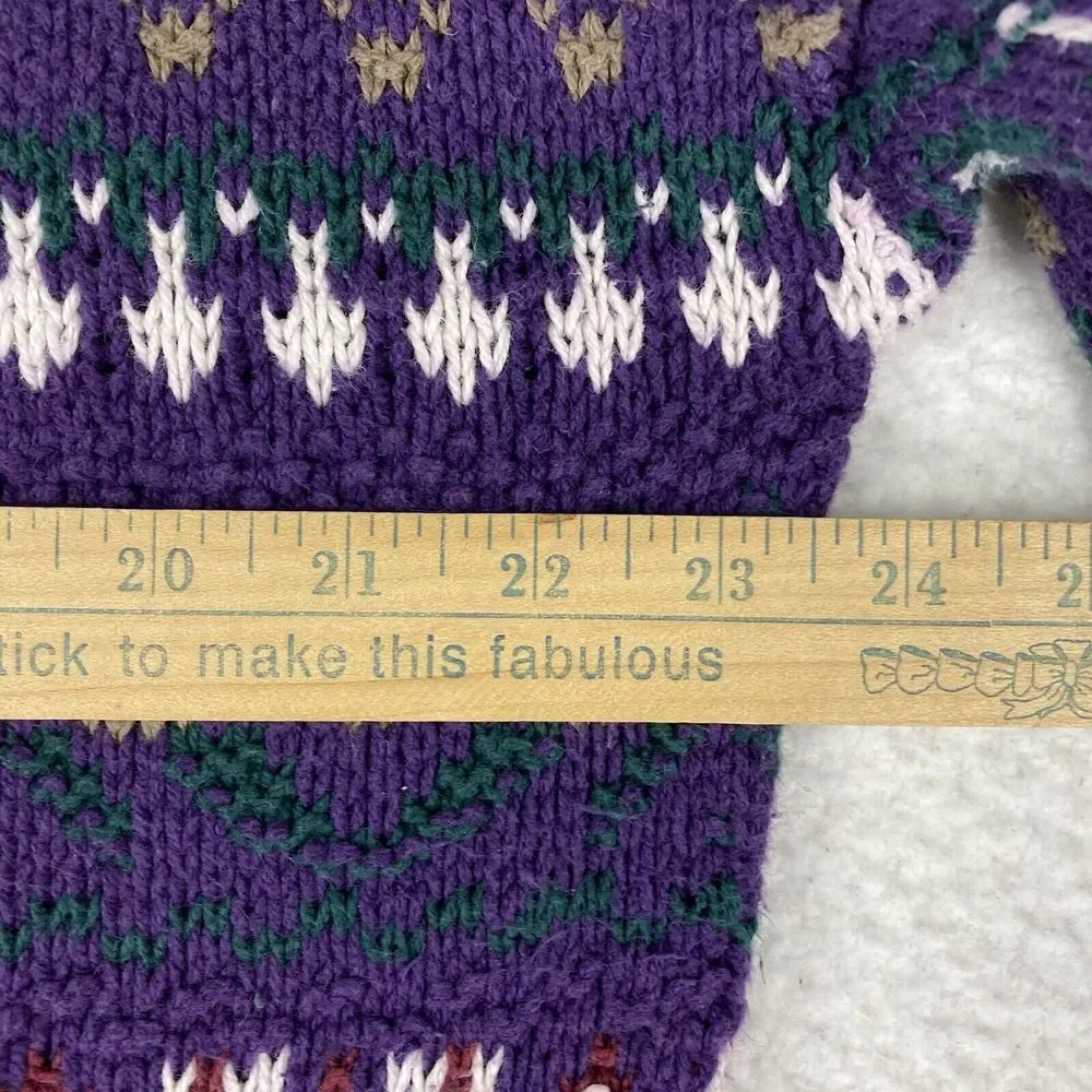 Vintage Eddie Bauer Sweater‎ Mens Size L Purple Geometric Nordic Pullover *READ*