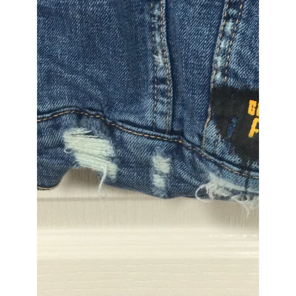 Zara Denim Jacket Mens M Trucker Bomber‎ Celebrate Your Friendships Distressed