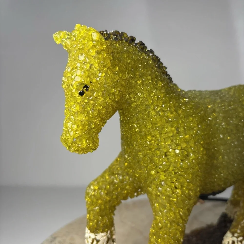 Vintage Beaded Plastic Horse Night Light Popcorn‎ Beads Green Pony Tabletop 9