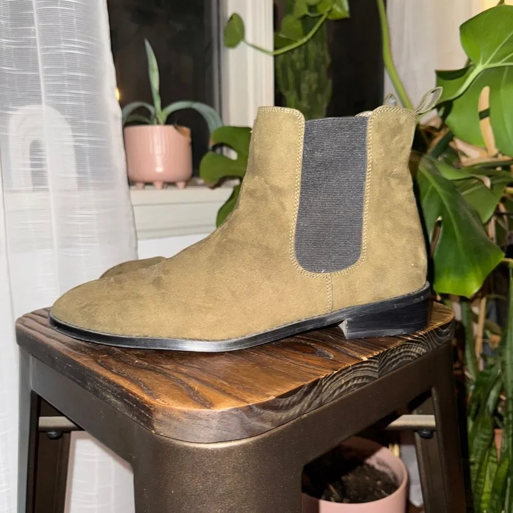 Chelsea Boots Olive Desert Boots Elastic Side Panels‎ Casual Ankle Boots size 10