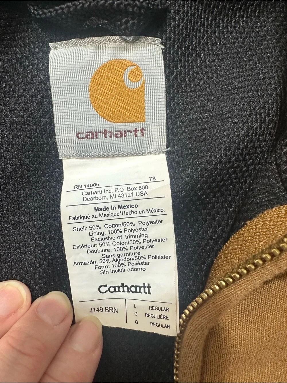 Carhartt durable zip