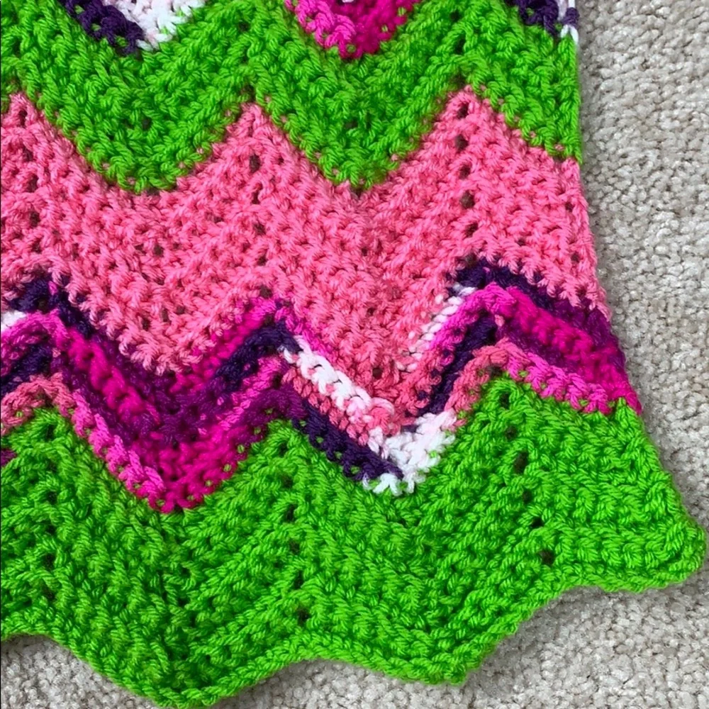 Handmade vintage crochet mini blanket