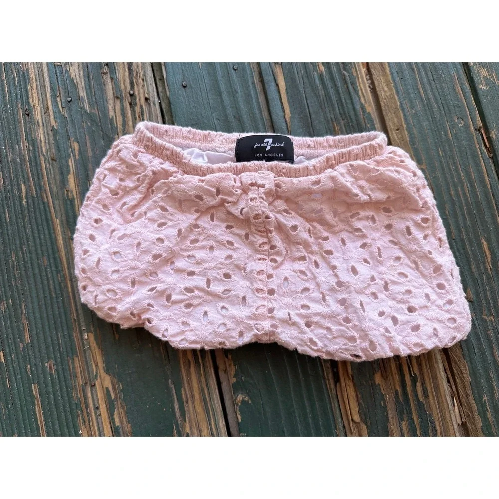 7 For All Mankind Baby Girl Pink Eyelet Lace Bloomers Diaper Cover 18M