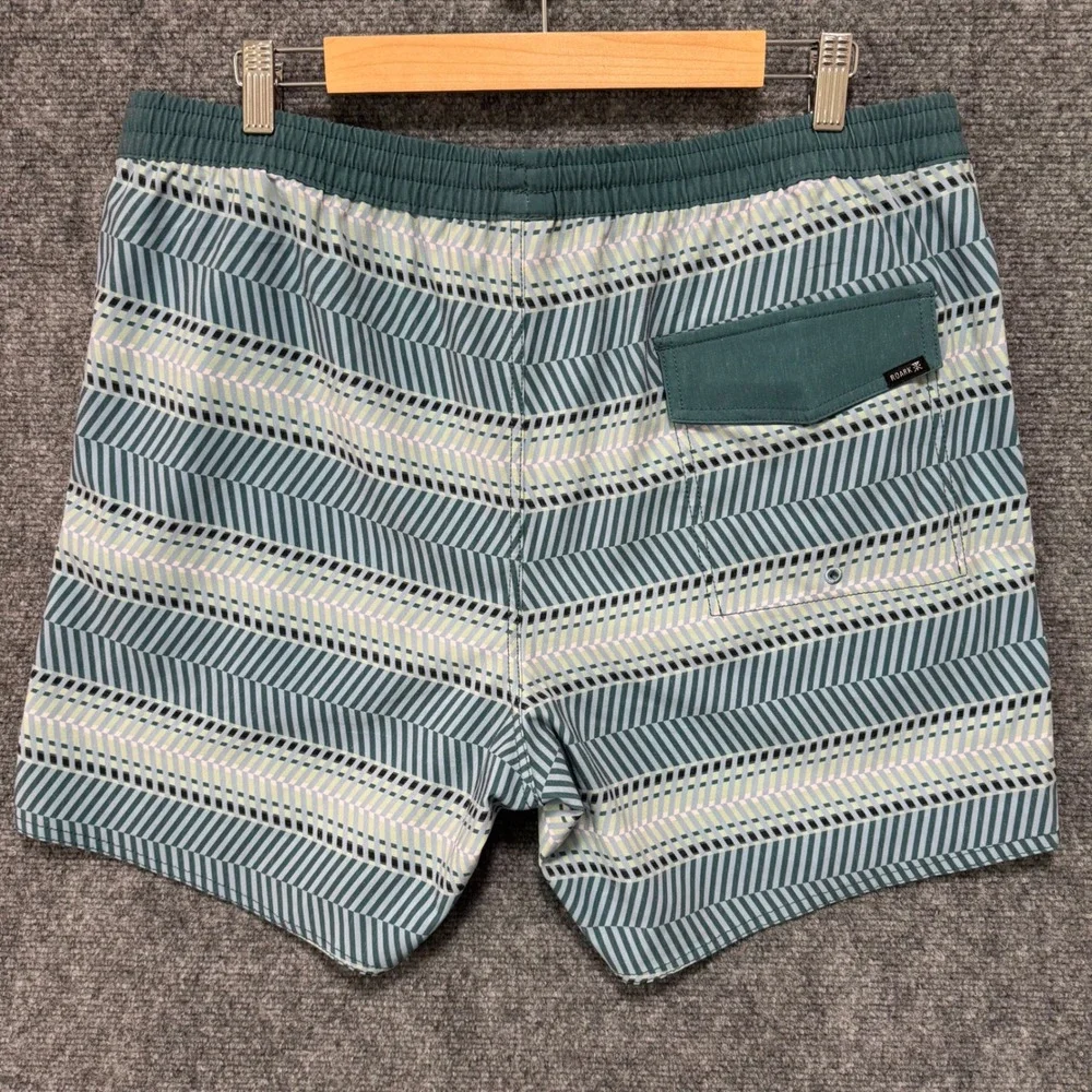 ROARK Mens XL Board Shorts Swim Trunks‎ Hemp Blend Geometric Print Drawstring