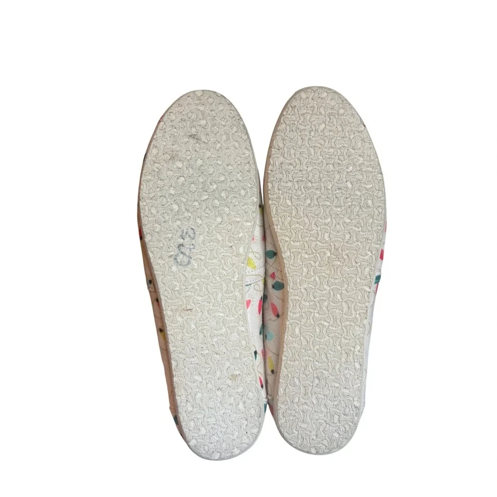 TOMS Women Christmas Lights Alpargata Canvas Slip On Shoes Cream Multi 7.5