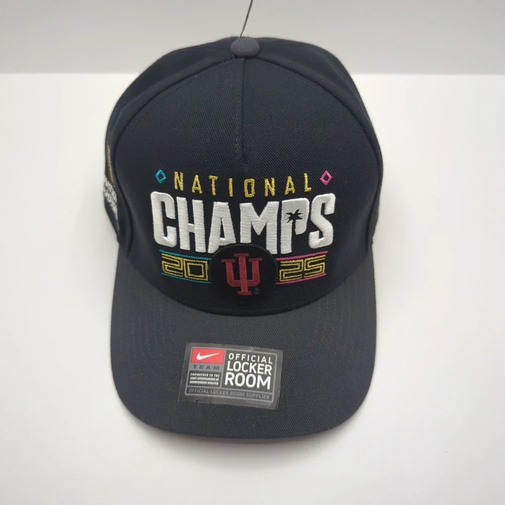 Nike Indiana Hoosiers 2025 National Champs Hat Mens Locker Room Snapback Black