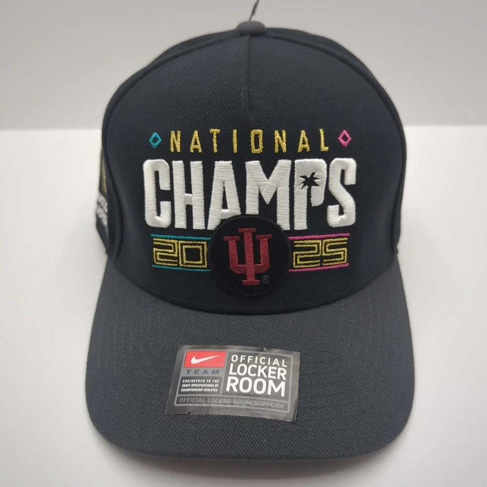 Nike Indiana Hoosiers 2025 National Champs Hat Mens Locker Room Snapback Black
