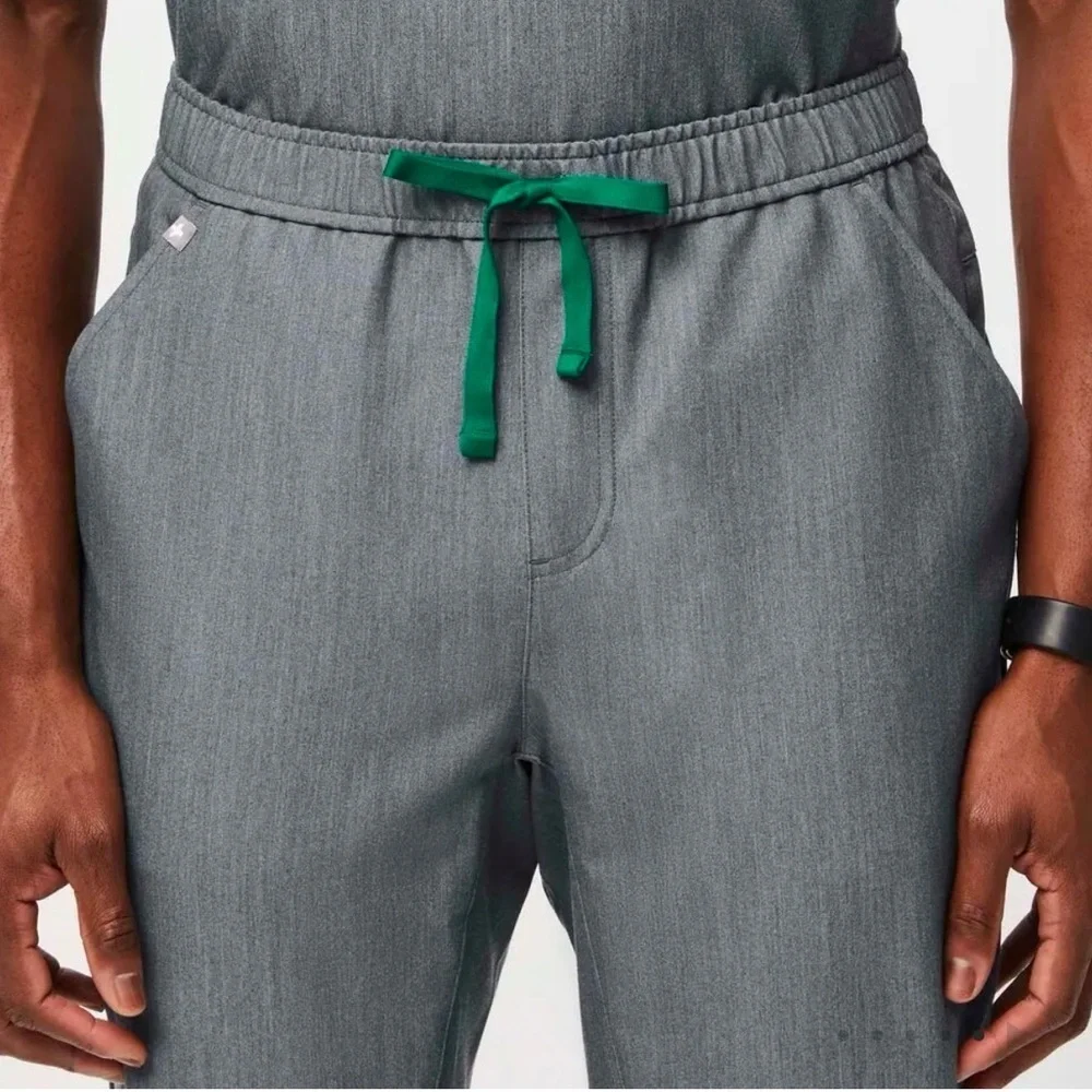 Figs Scrubs Jogger Pants Men’s Graphite Gray with Green Drawstring Size XXL