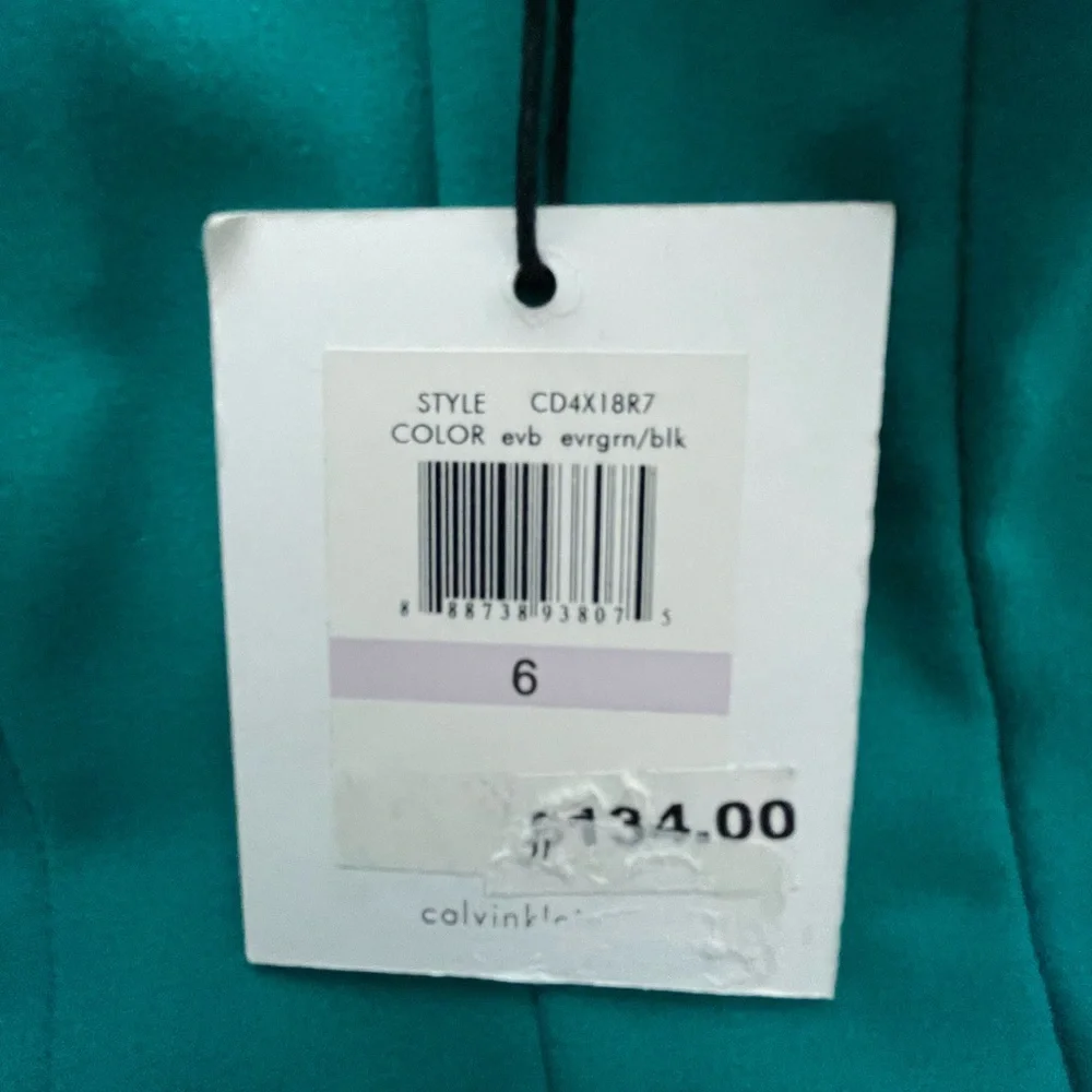 NWT Calvin Klein Two Tone Fit and Flare Dress evrgrn/blk Size 6 style CD4XI8R7