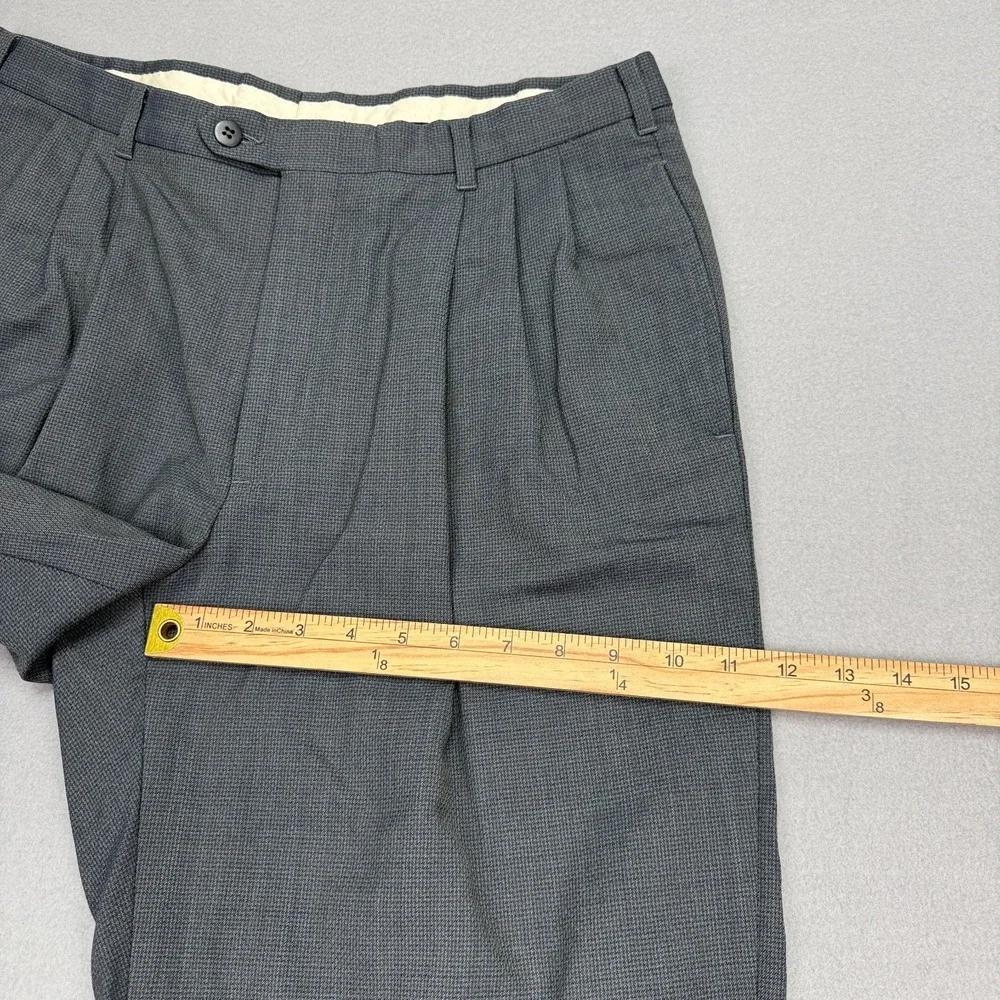 Vtg Christian Dior Monsieur Pants Mens 34x29 Gray Plaid Wool Pleated Cuffed