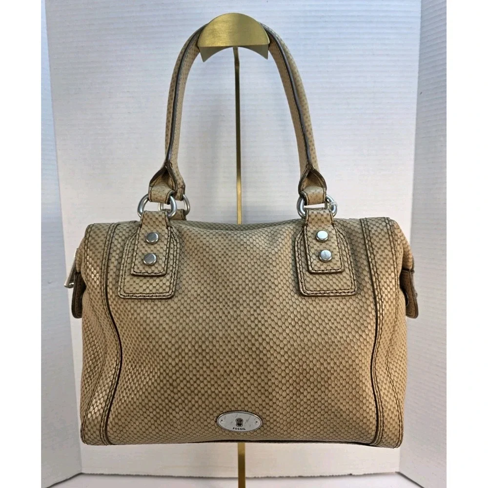 Vintage Fossil Marlow Cow Hide Leather with Sneak‎ Emobssed Satchel
