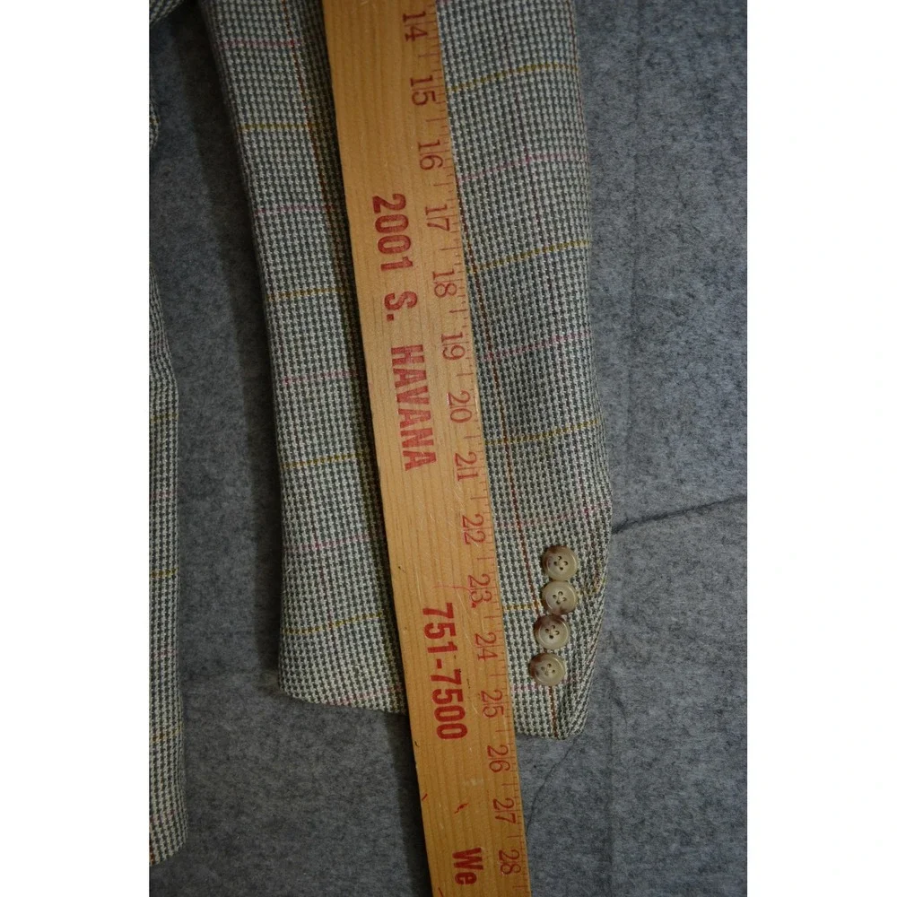 VTG Polo Ralph Lauren Blazer Mens 41L Gray Windowpane Check Made USA Sport‎ Coat