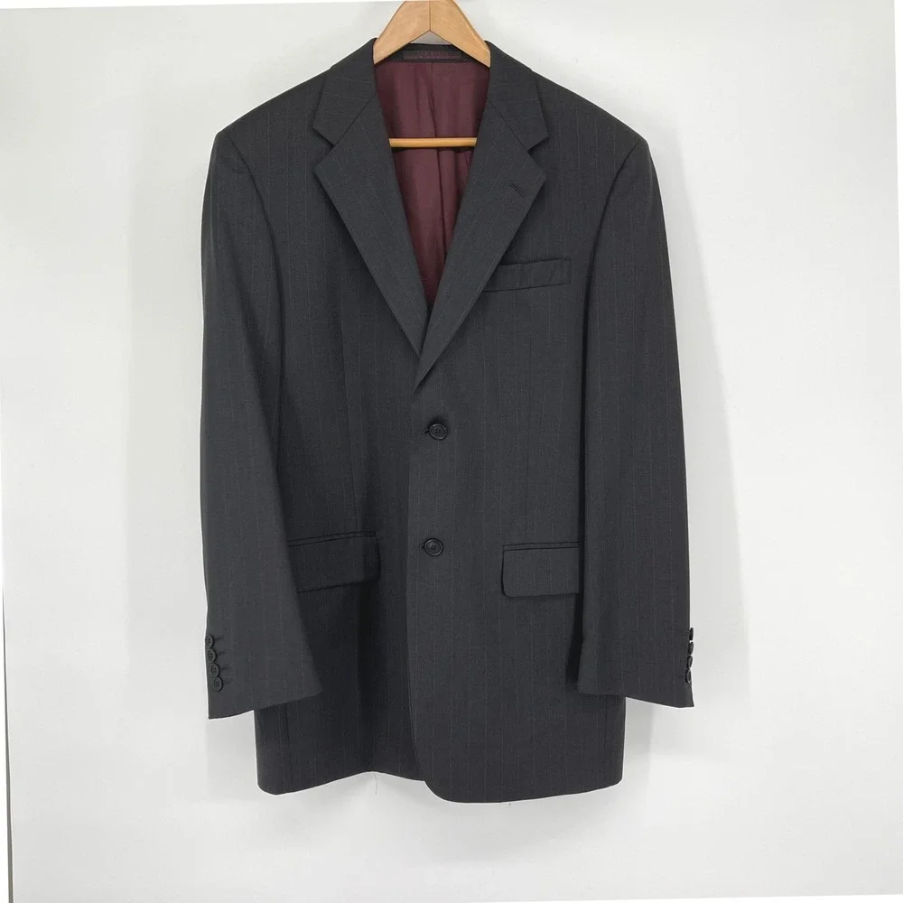 Ted Baker Endurance Mens 38R‎ Gray Pinstripe Wool Blazer Business Suit Jacket