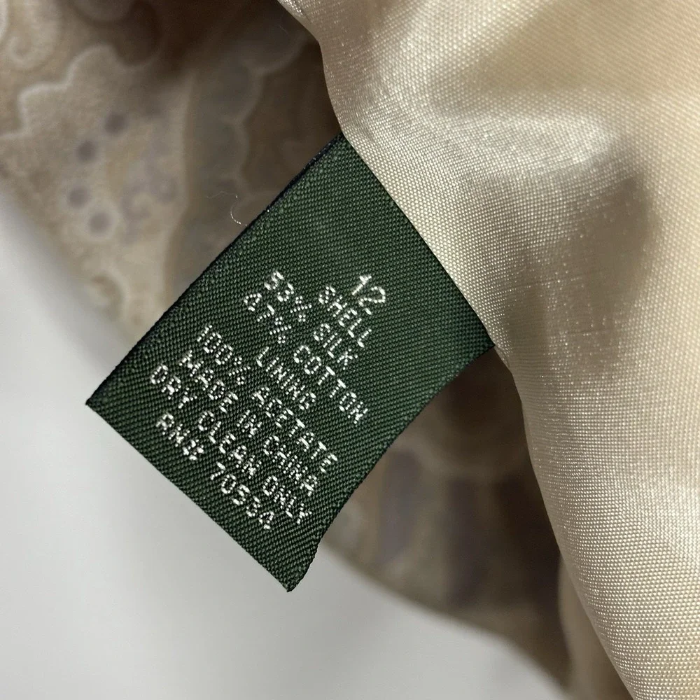 Orvis Womens Vintage Paisley Silk Blend Blazer Size 12 Capsule Old Money Beige