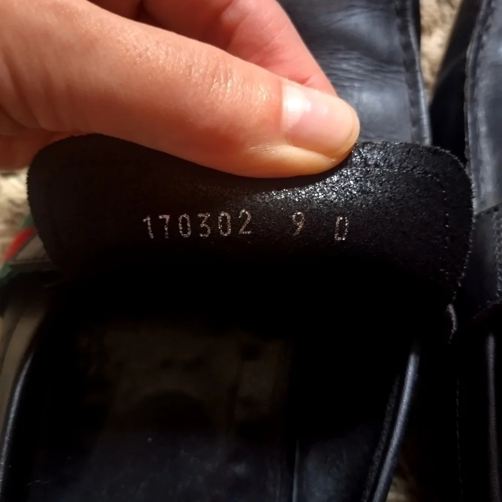GUCCI FLAG Black Leather Boat Deck Loafers sz 9