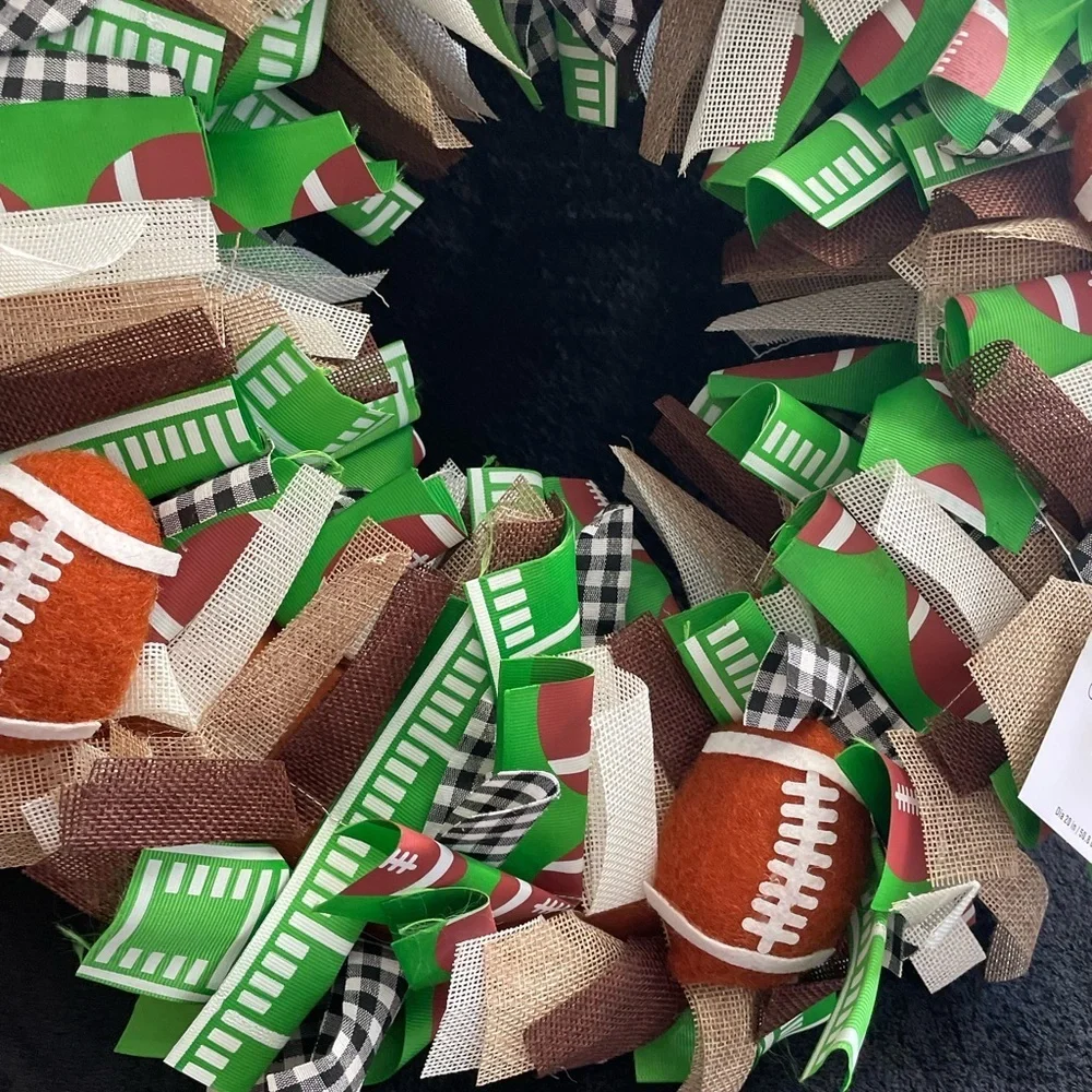 NWT 2 “Celebrate It” Football Themed Wreath & Door Decor Banners