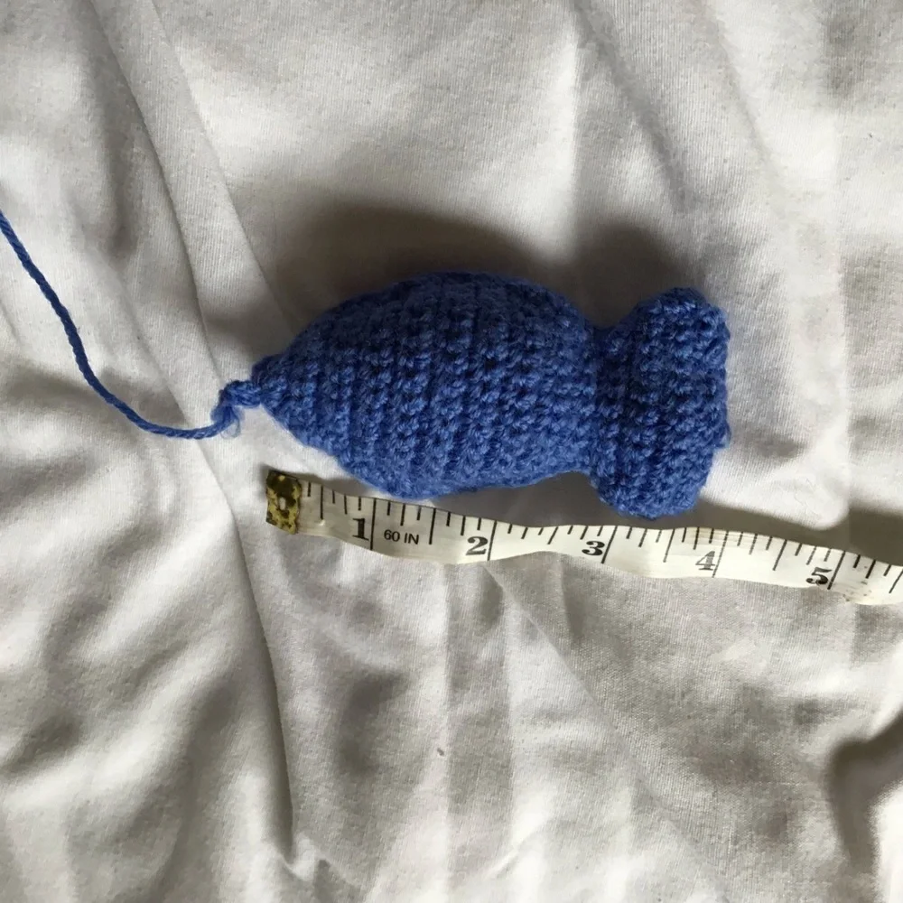 Handmade Crocheted Cat Toy Blue Fish With 32