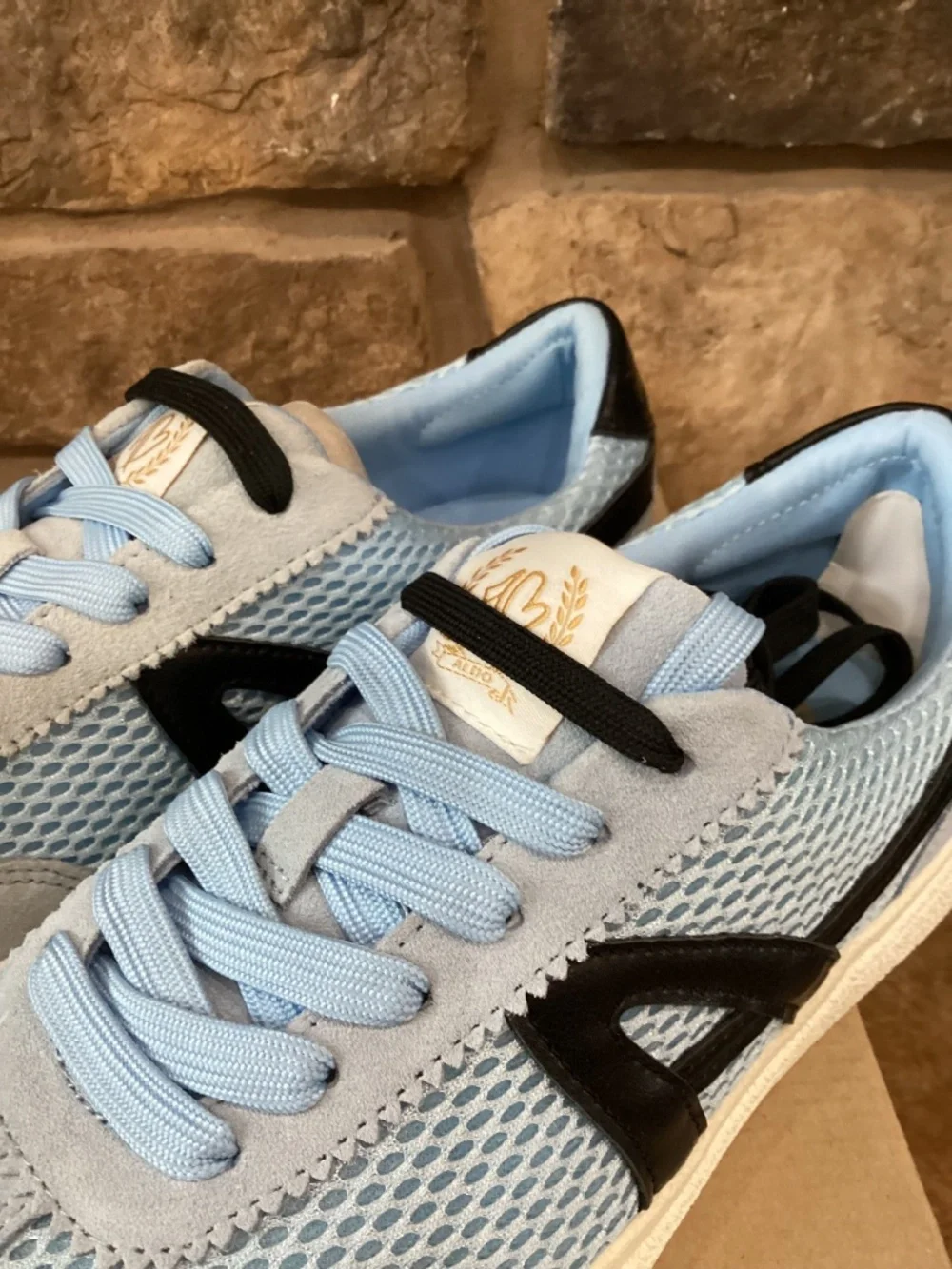 Aldo Club Trainer 450 Mens Sneaker Shoes 7.5 Light Blue Black Lace New In Box