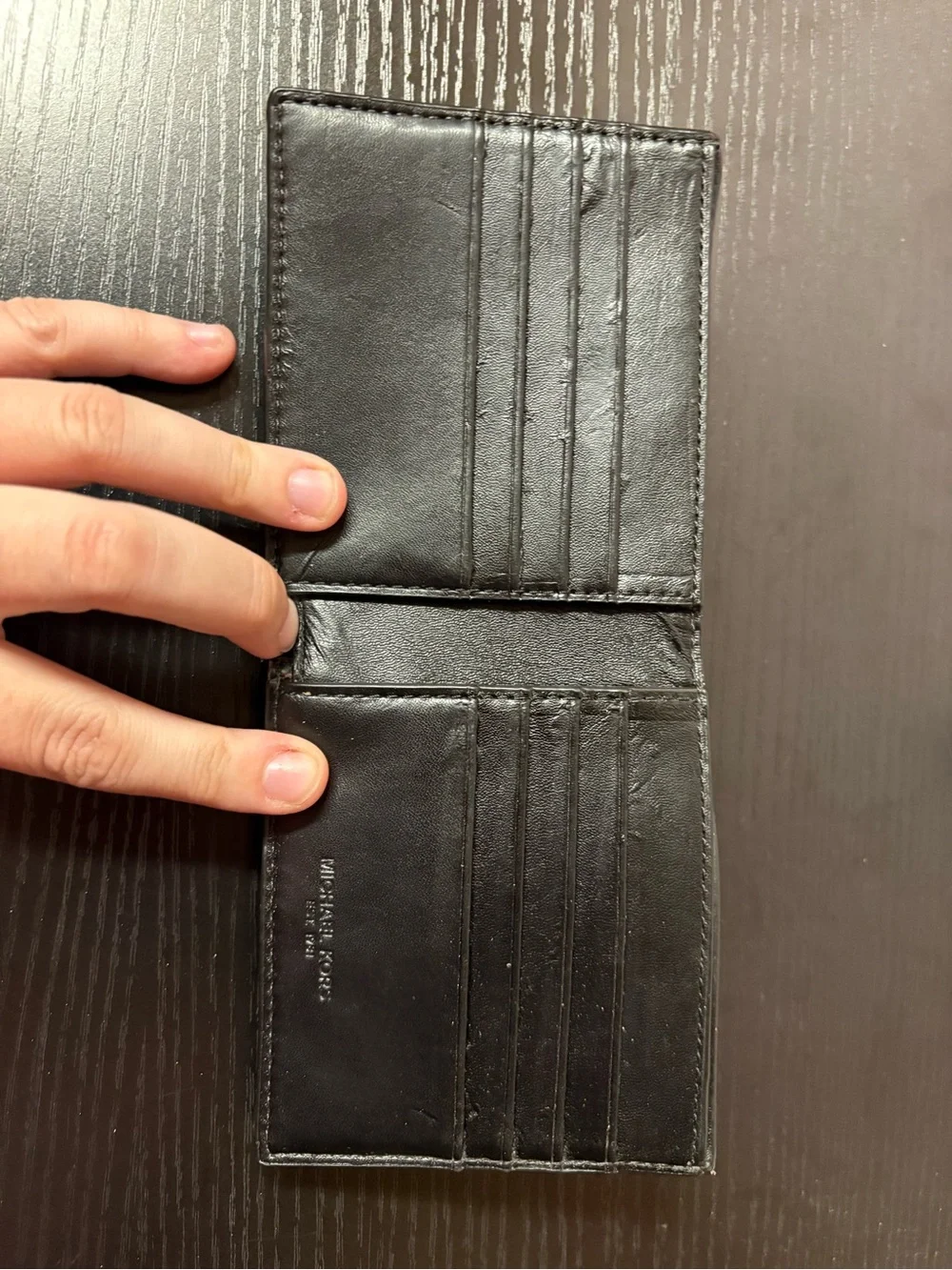 Michael Kors Black Leather Bifold Wallet Slim Unisex Card Holder
