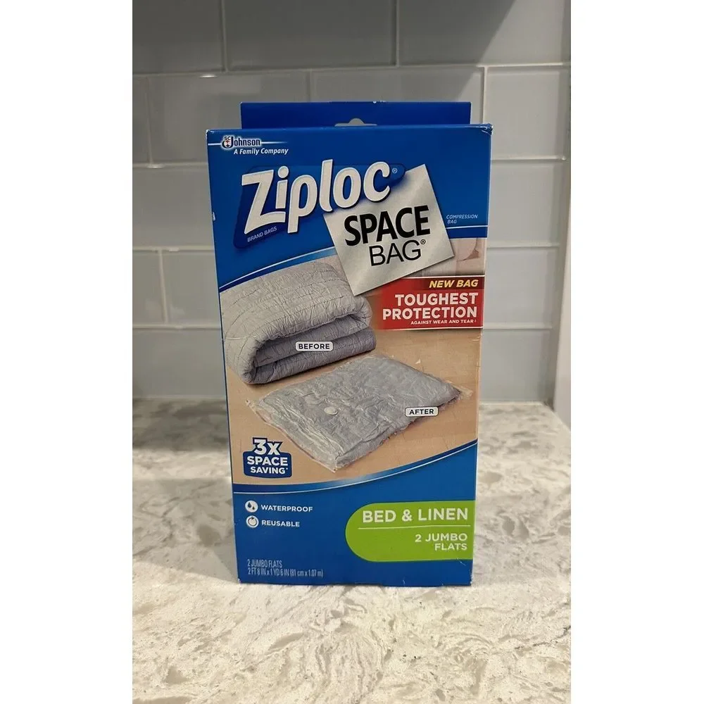 Ziploc Space Bag Bed &‎ Linen 1 Jumbo Flat Waterproof Reusable - ONLY ONE BAG