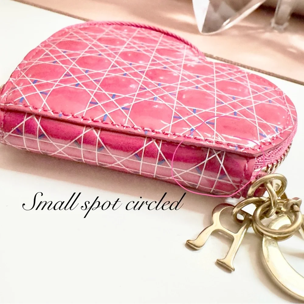 Pink Dior Heart Coin Wallet