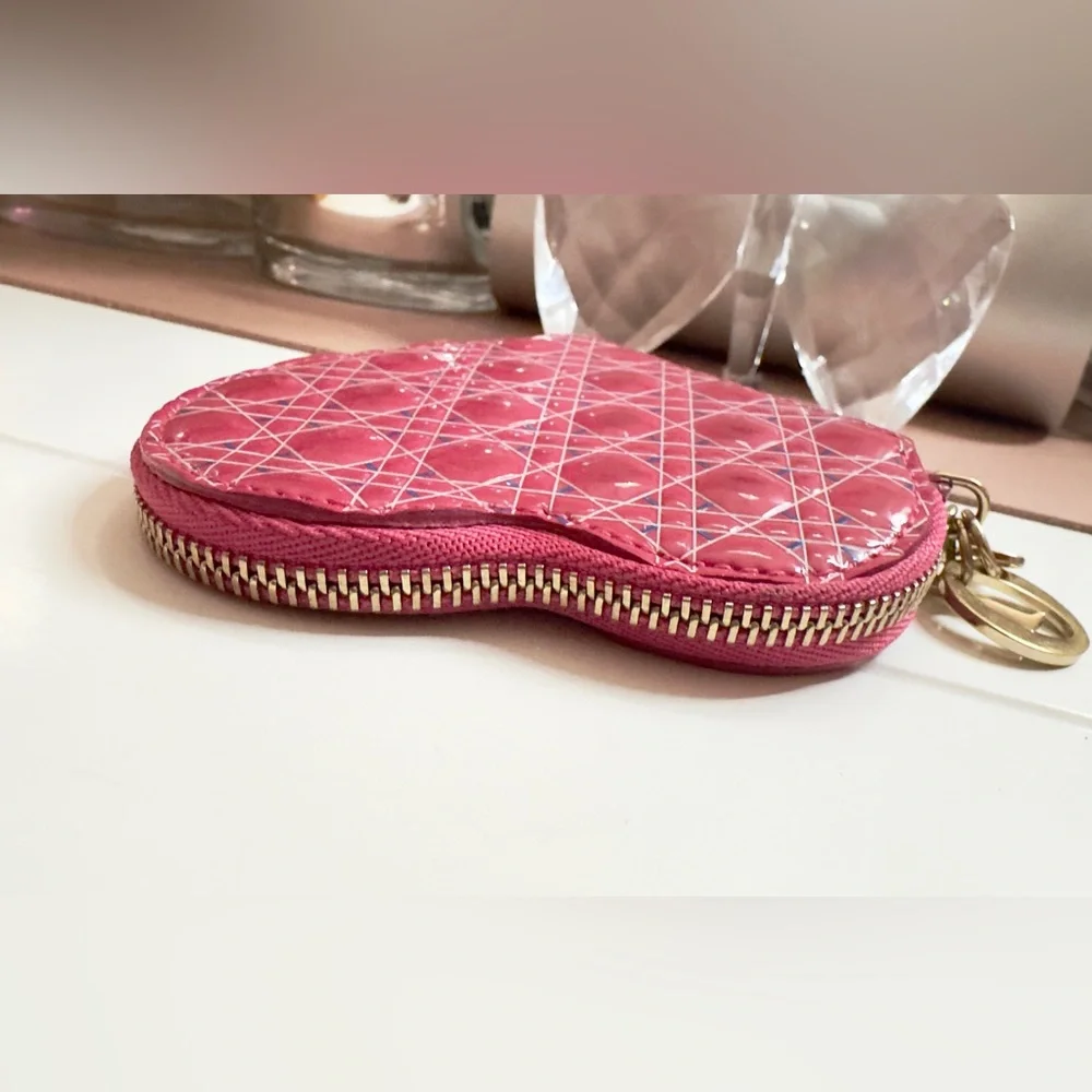 Pink Dior Heart Coin Wallet