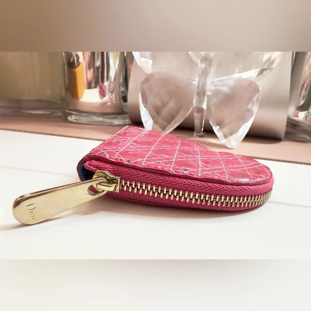 Pink Dior Heart Coin Wallet