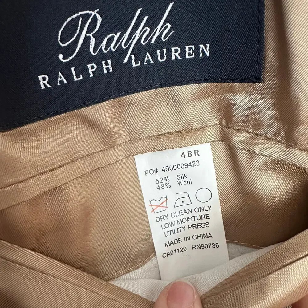 Ralph‎ Lauren Wool Silk Blend Sport coat Fully Lined Mens Sz. 48R Checked