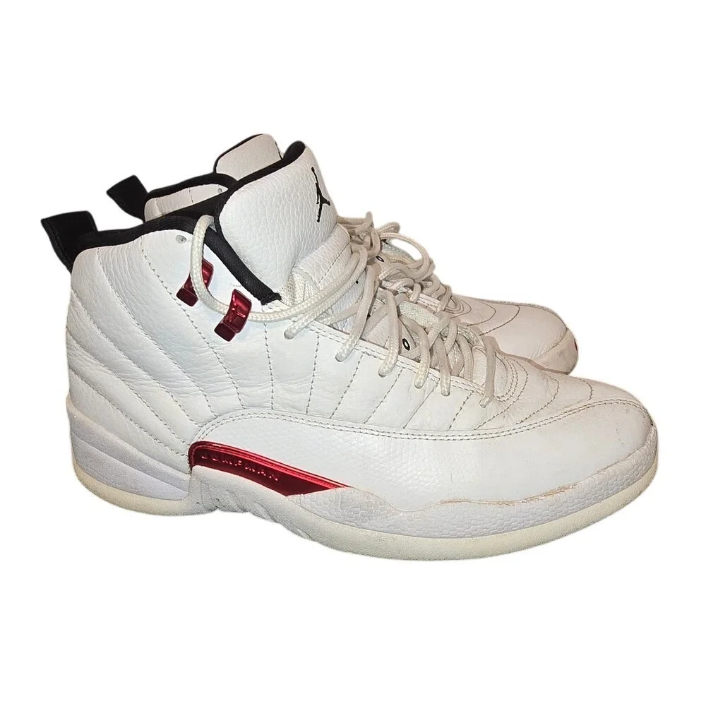 Jordan 12‎ Retro Twist White Red Leather Basketball Shoes CT8013-106 Size 9