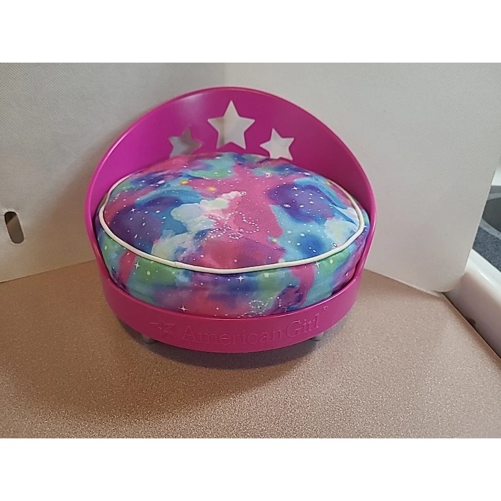 2016 American Girl Doll Brand Truly Me Galaxy Pet‎ Cat Dog Bed Pink Round Chair