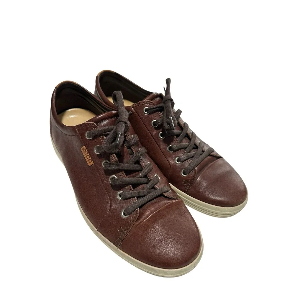 Ecco Shoes Sneakers Men's Size 9 US EU 43 Brown‎ Leather Lace Up Danish #S17-10