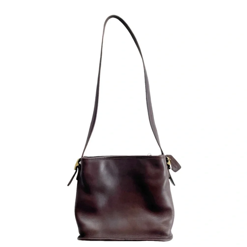 Rare🌹COACH Smooth Brown  Leather  Shoulder Bag! Bucket bag 6010 VTG Y2K