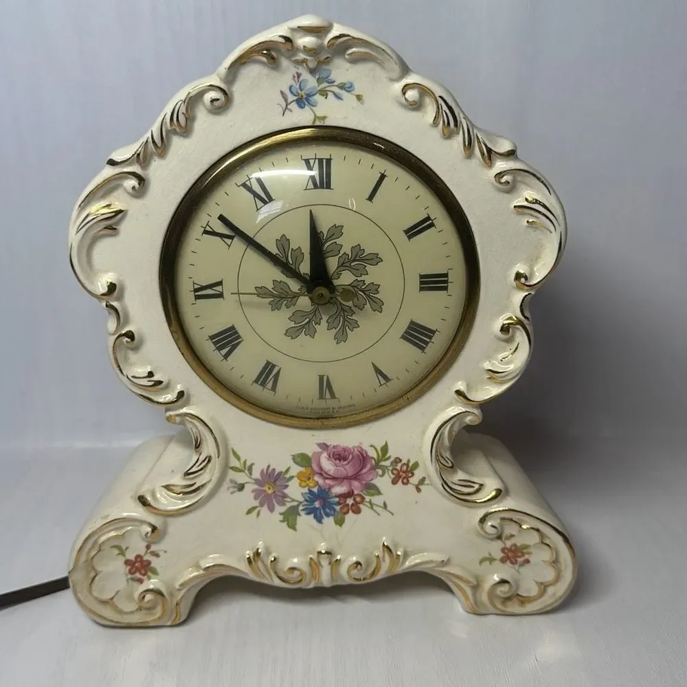 Vintage Bradley-Rogers Stafford China Electric Mantel Clock‎ Beautiful 9