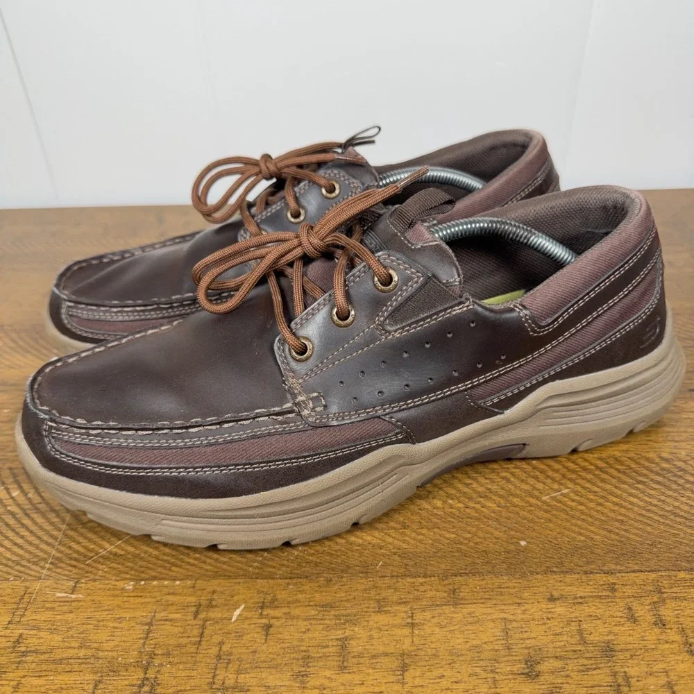 Skechers Shoes Mens 13 Brown‎ Relaxed Fit Air Cooled Memory Foam Expended Menson