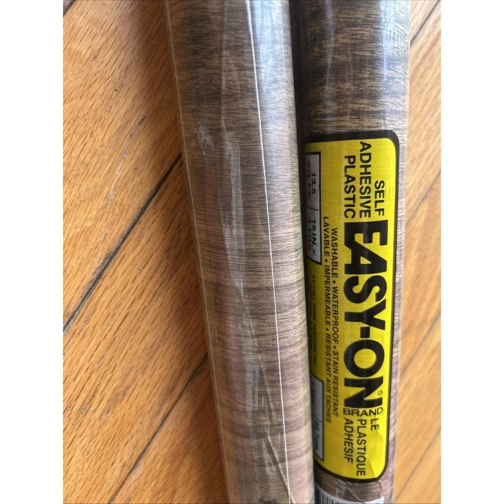 Vtg Easy On Wood Grain Vinyl Sheet Adhesive Paper Drawer Shelf Liner Wallpaper