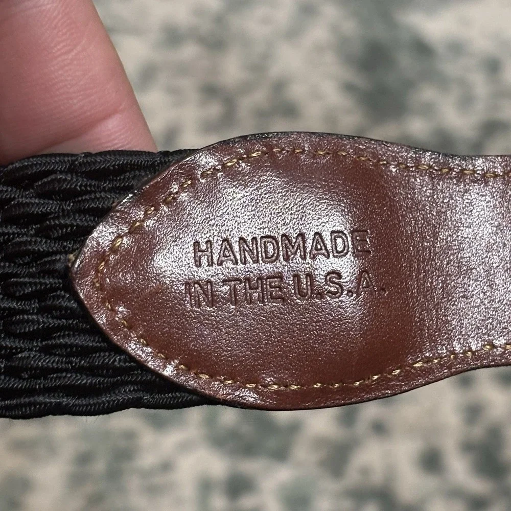 Vintage Crookhorn Belt Brown Croc Woven Black USA Size 40