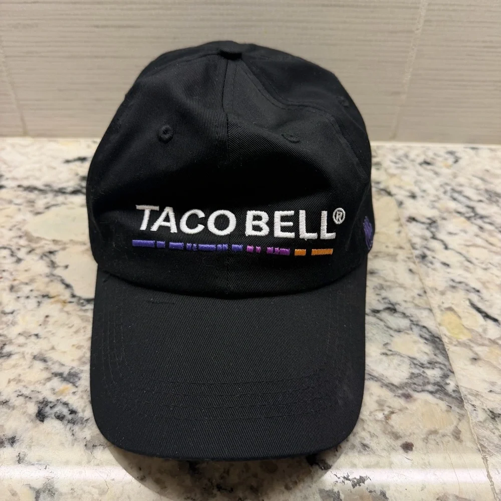 Taco Bell Cap Black Logo Embroidered Adjustable Back Unisex one size