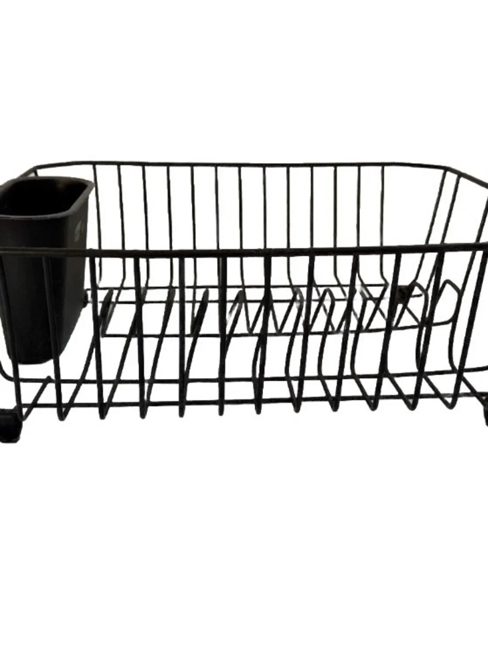 Rubbermaid Large Black Coated Wire Dish Drying Rack Drainer with Utensil Cup